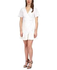 MICHAEL KORS Smocked Eyelet-Embroidered Mini Dress Petite Size PXL $155 SALE