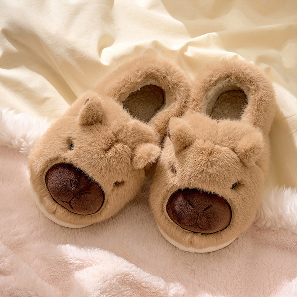 APL Peluche Capybara Pantofole Comode Pantofole a Punta Chiusa per Donna (Khak