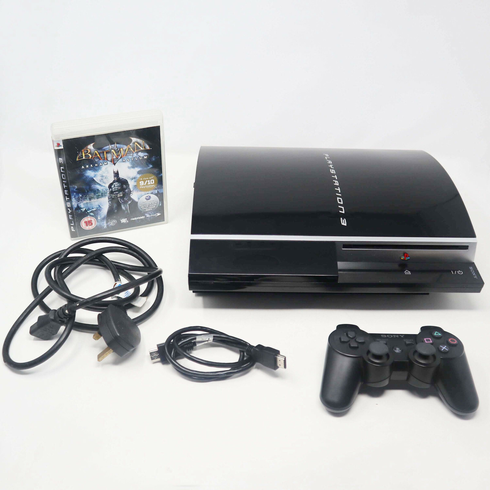 SONY PLAYSTATION 3 PS3 BLACK PAL CONSOLE CECHG03 + BATMAN ARKHAM ASYLUM GAME LOT