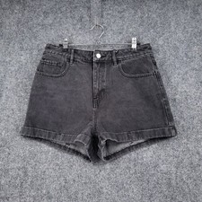 Pacsun Shorts Womens 29 Gray Mom High Rise Hot Pants Dark Wash Zip Fly Denim