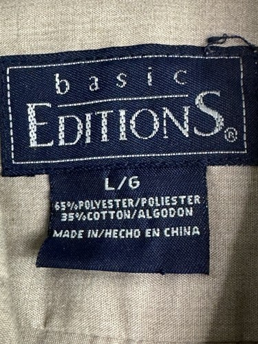 Basic Editions Men's Long Sleeve Taupe Color Button Down Shirt Size L Large - Picture 5 of 10
