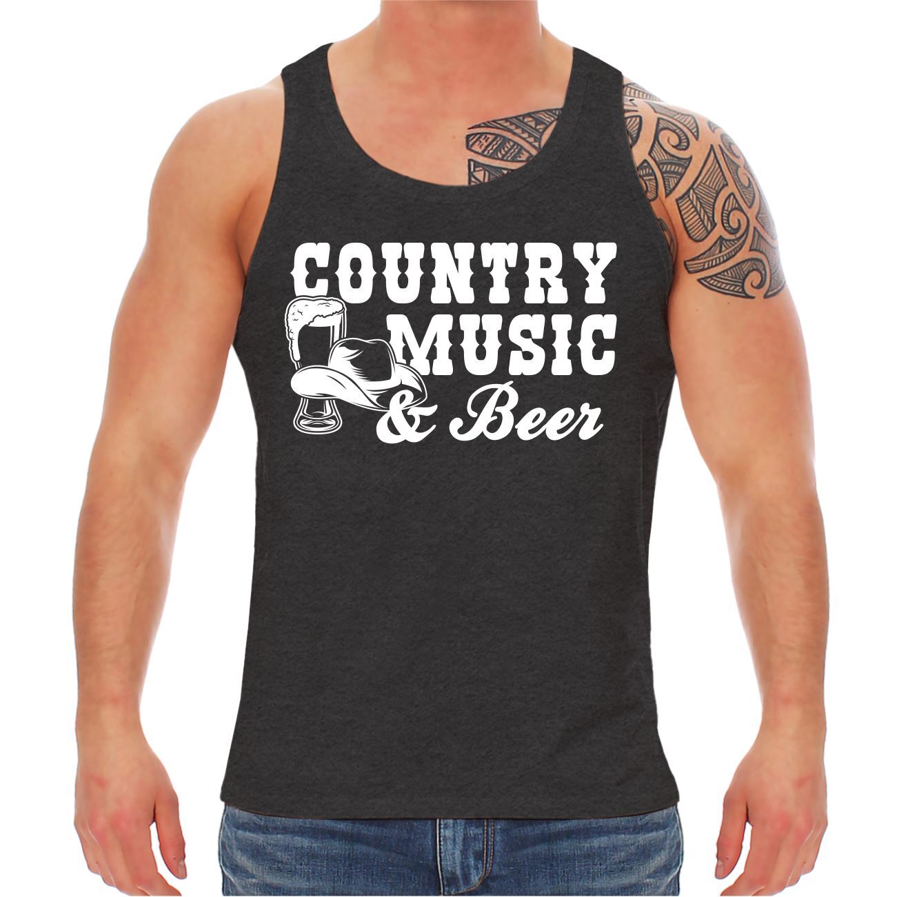 ALTRA Canotta uomo maglietta muscolosa musica country e birra western cowboy cavaliere uomo