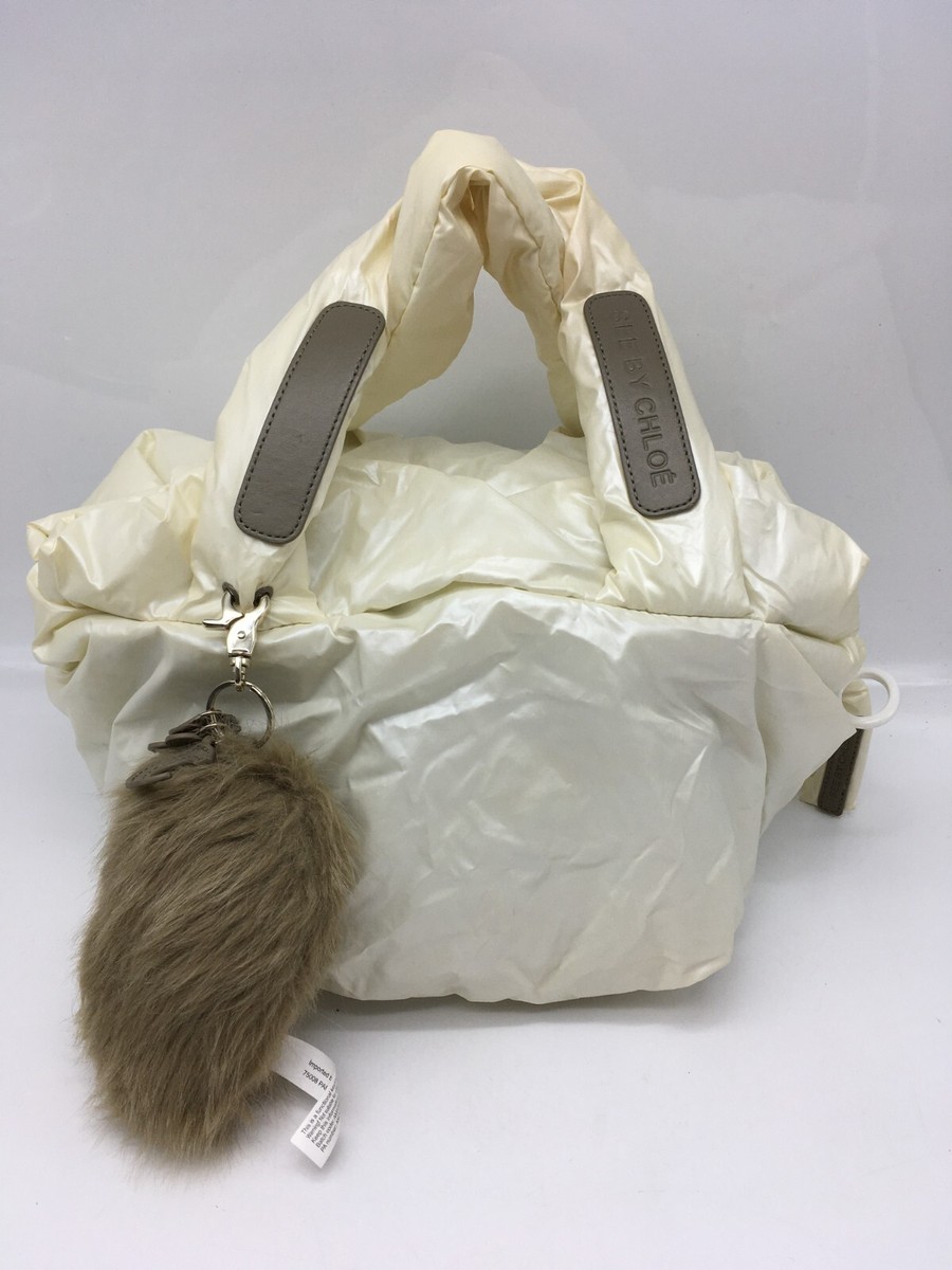 のも様。SEE BY CHLOE See By Chloe Handbag Tote Bag Logo Nylon White women's USED Fur