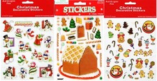 NEW FIVE SHEETS OF BEAUTIFUL CHRISTMAS STICKERS 3 PACKAGES