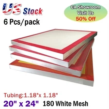 6pcs 20" x 24" Screen Printing Screens Aluminum Frame with 180 White Mesh USA