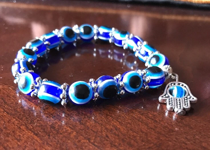 Evil Eye Bead Bracelet Fatima Hamsa Hand Nazar Boncugu UK Sale