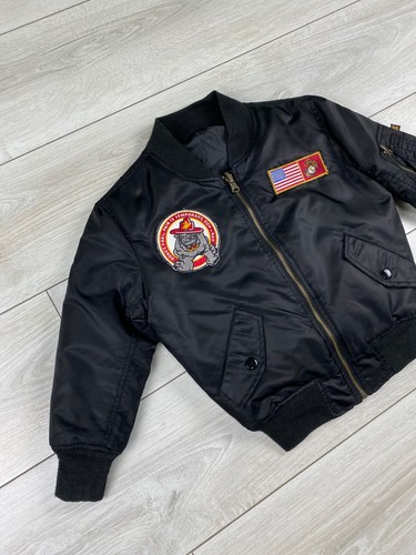 ALPHA INDUSTRIES Youth Boys MA-1 Flight Bomber Aviation Jacket Patches Sz 4 year - Picture 3 of 12