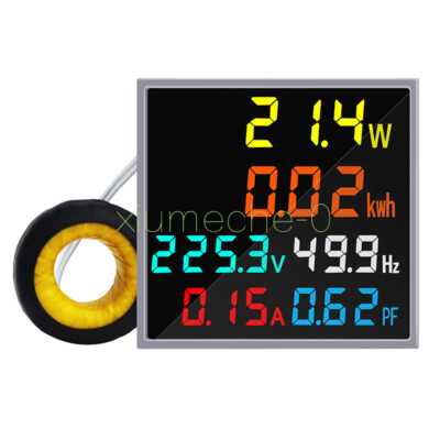 AC 50-300V 100A Digital LCD Display Voltage Current Power Factor Frequency Meter