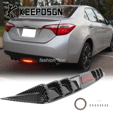 For Toyota Corolla Rear Bumper Diffuser Splitter w/ LED Brake Light Carbon Fiber