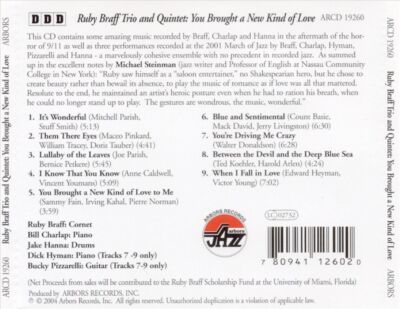 RUBY BRAFF (TRUMPET/CORNET) - YOU BROUGHT A NEW KIND OF LOVE NEW CD