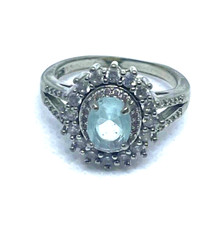 925 Sterling Silver Pave Rhinestone Glass Elegant Ring Size 7.5