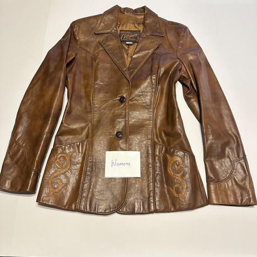 Vintage Altman of Dallas Damen-Blazer aus echtem Leder mit Straußeneinlage Größe 10
