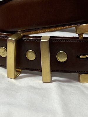 Karen Callan Belt Large Brown 37 Inches Long Gold Tone  display picture 2