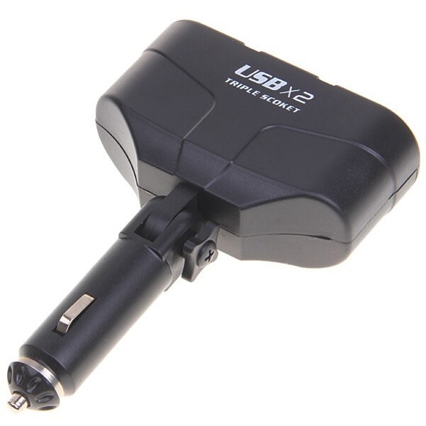 Car Charger Lighter Socket Splitter 2-Port Adapter Two USB for Smartphones