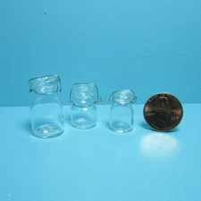 Dollhouse Miniature Glass Mason Jar Set with Metal Lid Closure IM65155