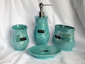 Tahari Home Teal Pearl Medallion Bath Vanity Accessories U Pick Image Is Loading Tahari Home Teal Pearl Medallion Bath Vanity Accessories