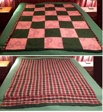 Patchwork Quilt Throw Blanket Cover 60x81 Green Rust Maroon Hand Tied OOAK NEW