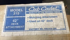 NEW OLD STOCK  - MODEL 315 CUB CADET MULCH KIT  190-315-100 - SHELF F