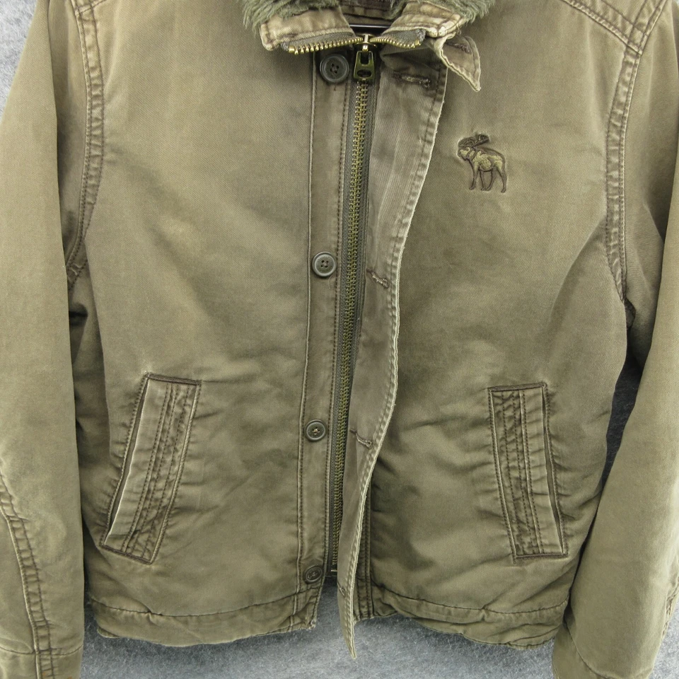 Abercrombie & Fitch Jacket Boys XL Green Adirondack Faded Distressed Youth - Image 4 of 4