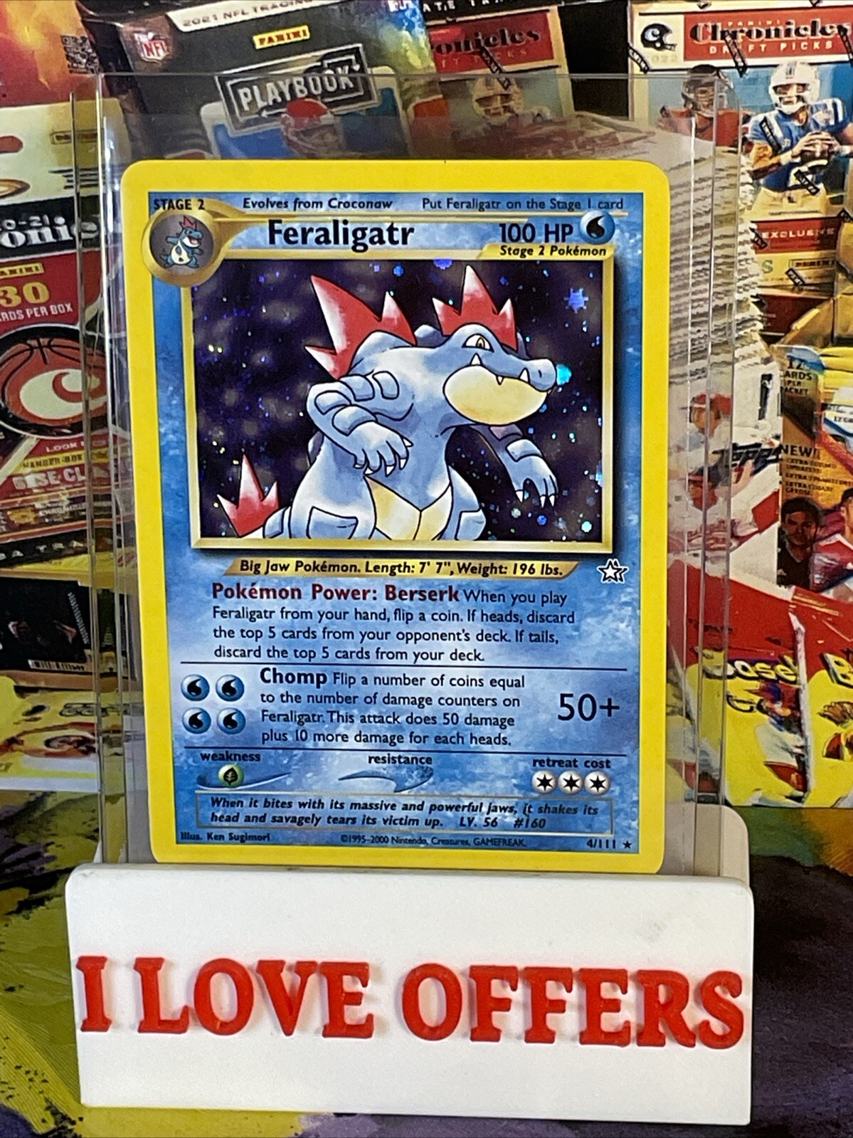 POKEMON NEO GENESIS FERALGATR CARD #4 HOLO FOIL HOLOGRAM RARE READ ORIGINAL