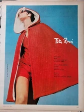 1965 Women's Tita Rossi red cape coat shorts Italian fashion vintage  ad