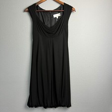 Badgley Mischka Dress Sz 2 Black Cowl Neck Cocktail Bubble Hem Sleeveless Lined