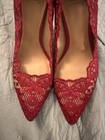 INC Macys Women’s Red Lace Rhinestone Pointed Toe Heels Pumps US 7 — photo 1