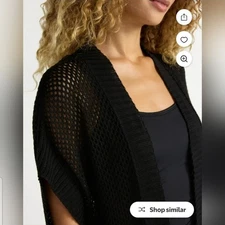 Time and Tru Women's Open Front Crochet Ruana In Black Size L/XL NWT