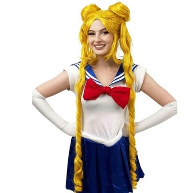 Mondwächter Perücke blond Anime Cosplay Kostüm Zwilling Brötchen Odango Matrose Stil Pro