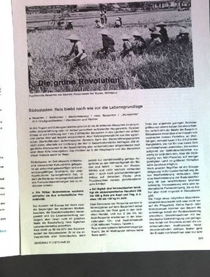 Die grüne Revolution: Südostasien, Reis bleibt nach wie vor die Lebensgrundlage;