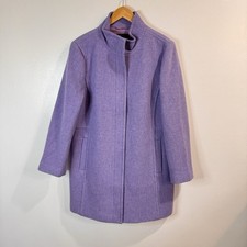 Talbots Stadium Coat Jacket 16 Wool Albury Italian Fabric Purple Zip Front