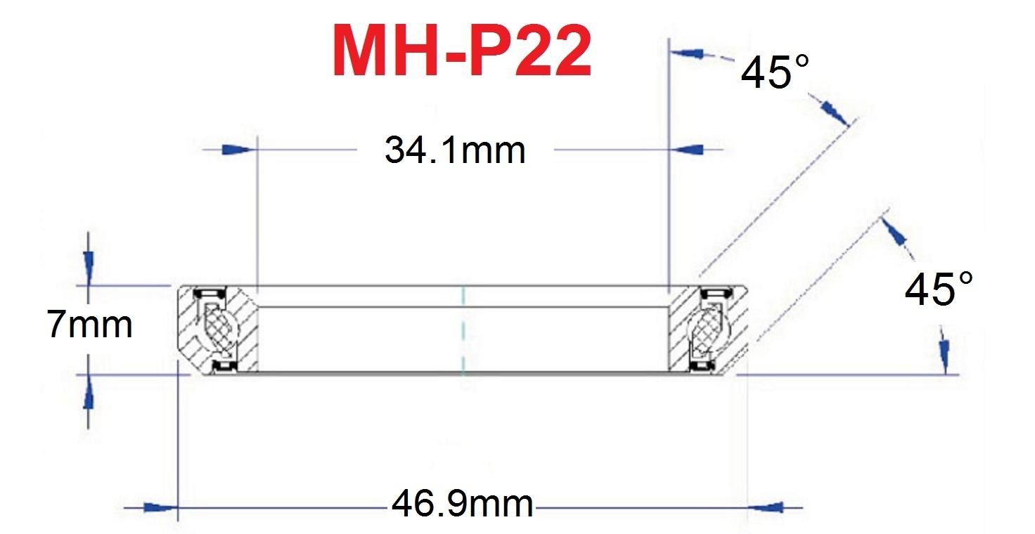 Bicycle Headset Bearing MH-P22 34.1x46.9x7mm 45°x45° Degree