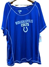 NFL Indianapolis Colts Short Sleeve Scoop Neck T-Shirt Womens 1X Blue Perf NWT