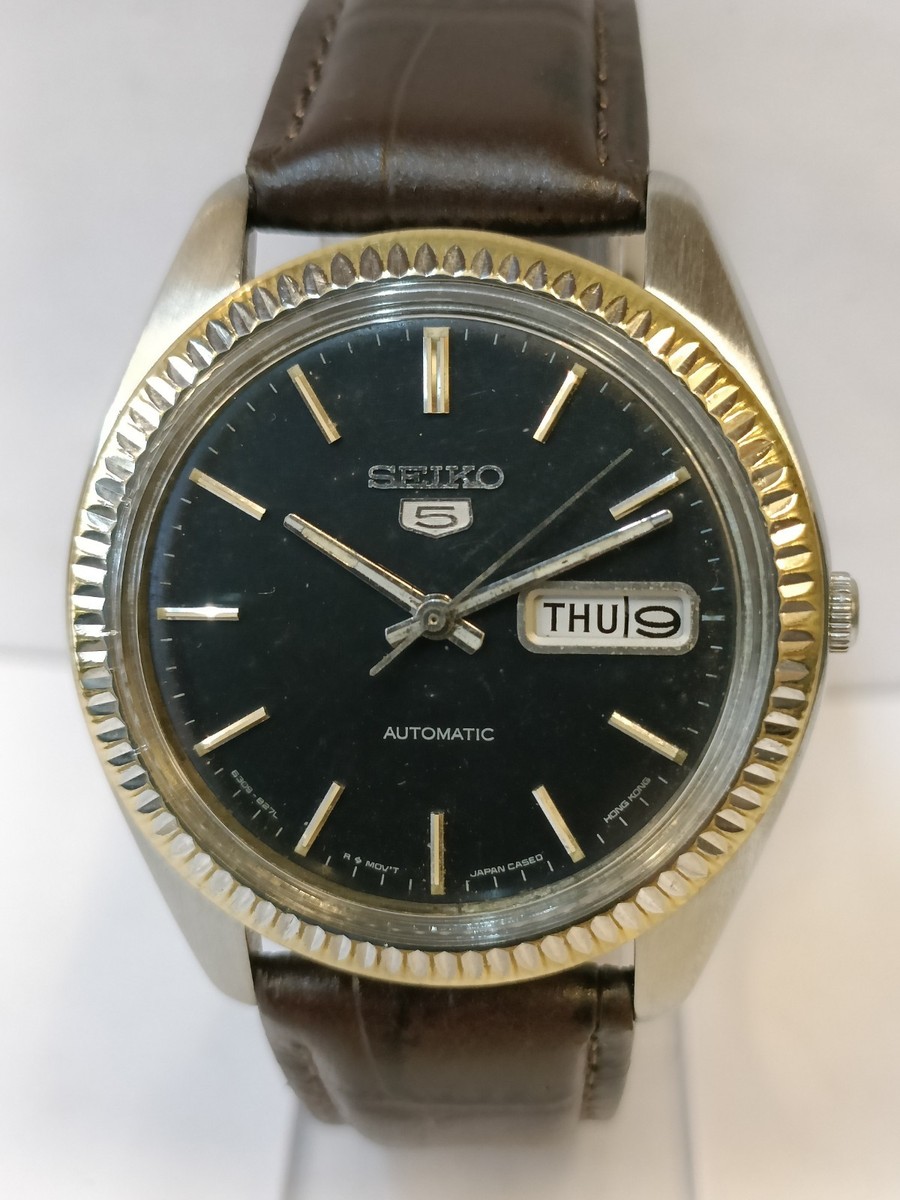 VINTAGE SEIKO 5 AUTOMATIC BLACK DIAL 6309-8790 JAPAN MEN'S WORKING
