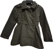 Girls 3T Tahari Hooded Jacket Long Sleeves Snaps Pockets Olive Green EUC
