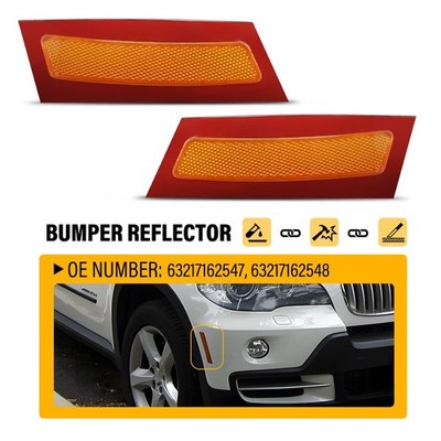 For BMW E70 X5 2007-2010 Amber Lens Front Bumper Side Marker Lamps Reflectors EK