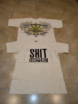 Vintage SH*T HAPPENS T-Shirt XL Single Stitch & Don't Panic Is Organic Shirt Xl 