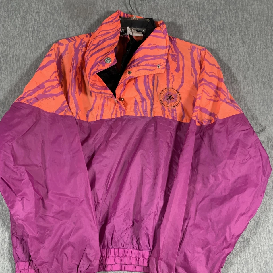 Chaqueta cortavientos vintage Ocean Pacific para hombre mediana púrpura naranja neón años 90 Foto 2 de 4