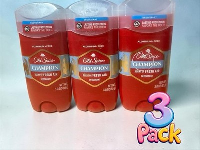 OLD SPICE CHAMPION DEODORANT FRESH AIR Gel SOLID STICK ALUMINUM-FREE 3 Pack