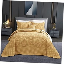 Oversized Bedspread Coverlet Set King King/Cal King 120"x118" 4-honey-gold