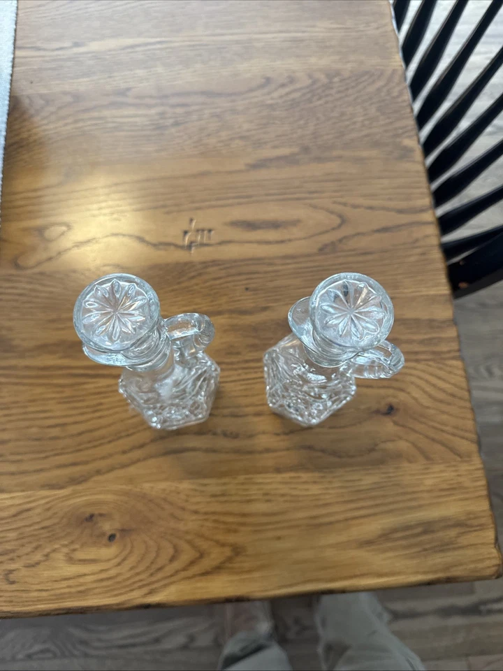 2 Vintage EAPC Oil or Vinegar Cruet Set Anchor Hocking Glass Star of David - Image 2 of 4