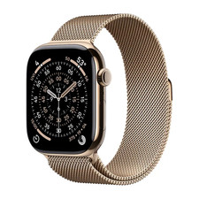 Apple Watch Series 11 46mm Cell Gold Titanium Case w Milanese Loop S/M MFD74LW/A