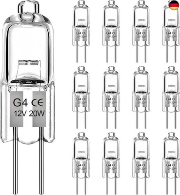 G4 Halogenlampe 20W, 12 Stück G4 12V Halogenglühbirne Dimmbar 2700K Warmweiß 28
