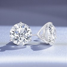 2 Ct Round Cut D/F VVS-VS Lab Grown Diamond Stud Earrings 14k Gold Screw Back