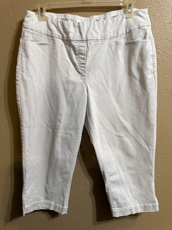 WESTBOUND PARK AVE COTTON BLEND CAPRI PANTS SZ 16 WHITE TAPERED LEG PULL ON