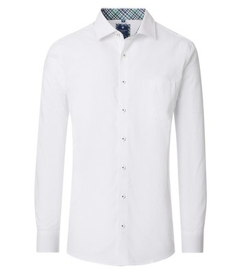 REDMOND Herren Freizeithemd Langarm Kent Comfort-Fit Twill Weiß