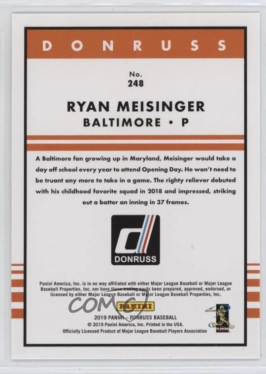 2019 Panini Donruss Retro 1985 Press Proof /5 Ryan Meisinger #248 - Image 2 of 2