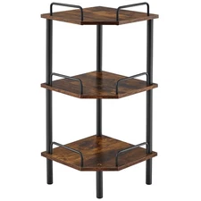 Corner Shelf Stand, 3 Tier Industrial Corner Shelves, Multipurpose Standing D...