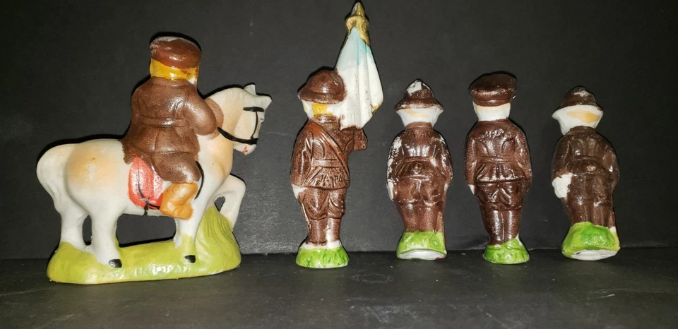 ☆VERY RARE ORIG Vtg Set Frozen Charlotte Bisque U.S. WWI Soldiers Set With Box - Image 3 of 4