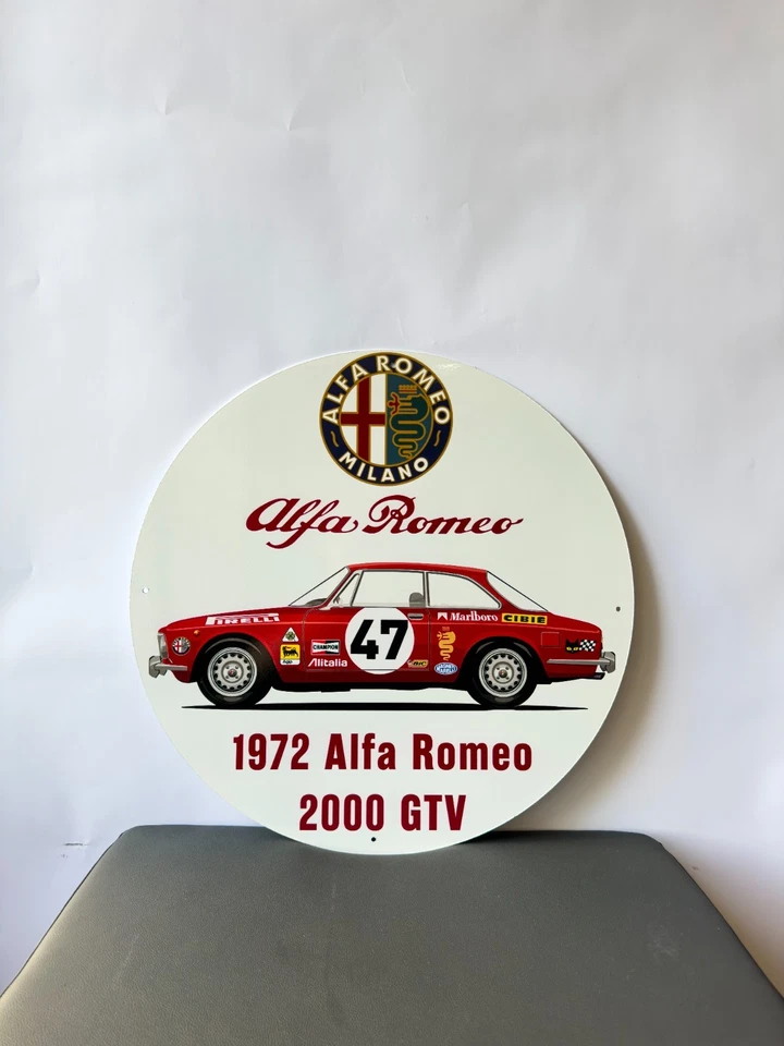 1972 Alfa Romeo 2000 GTV Racing Tribute Heavy Metal Sign XL  - 19.7" (50 cm) - Image 3 of 4